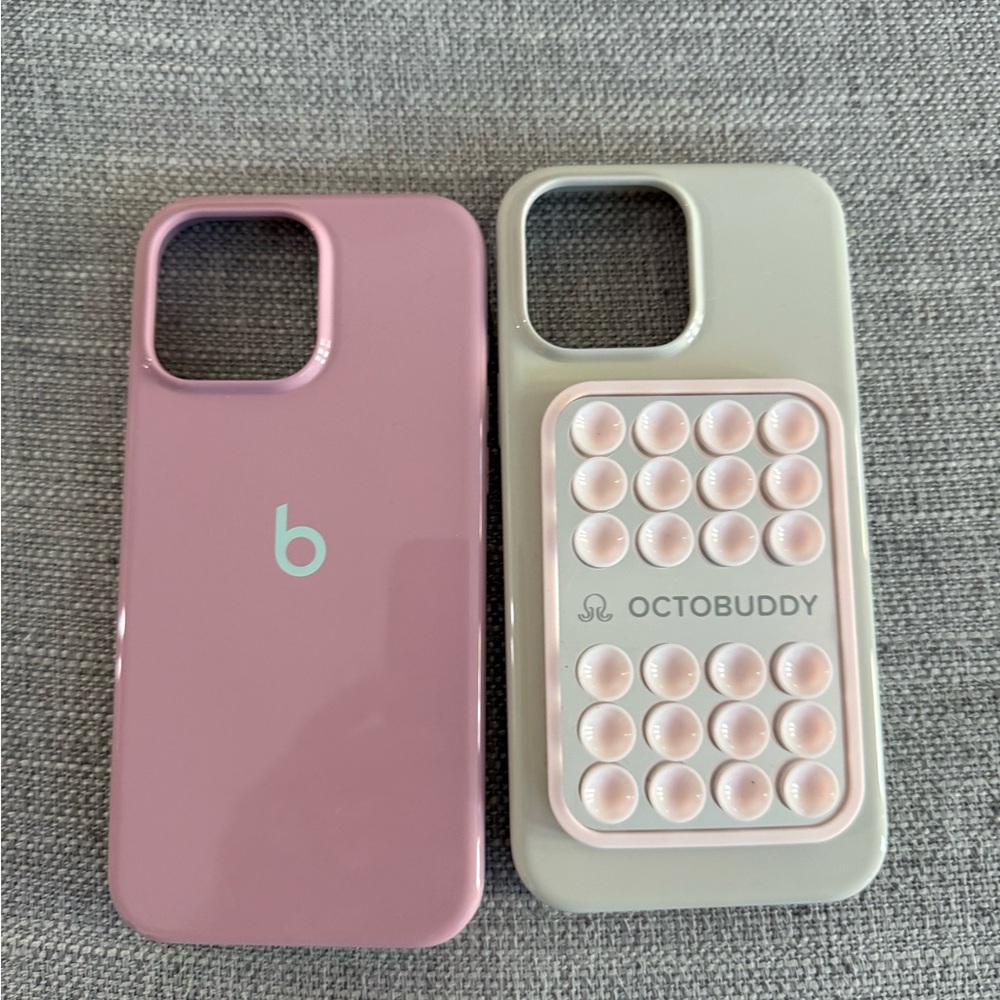 Pink and Gray Phone Cases with Octobuddy Grip